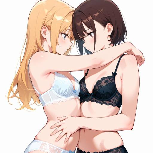 Dynamic Embrace of Two Young Women