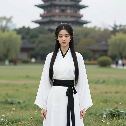 Young Woman in Oriental Park Portrait