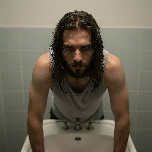 Moody Bathroom Portrait of a Man