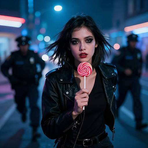 Futuristic Girl Escaping Crime Scene