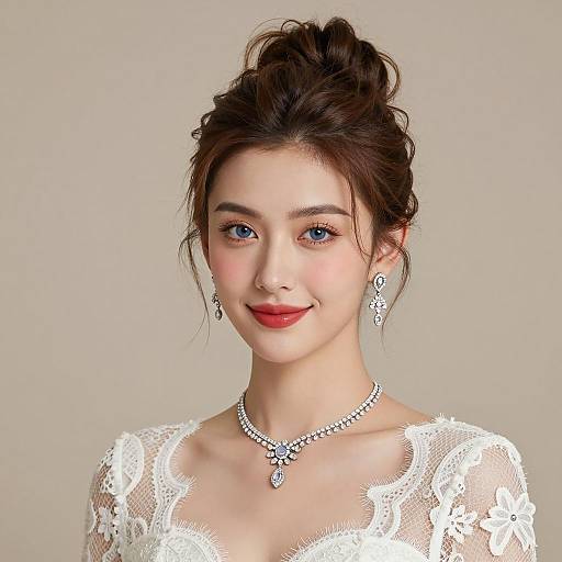 Elegant Bridal Portrait with Messy Hair Bun