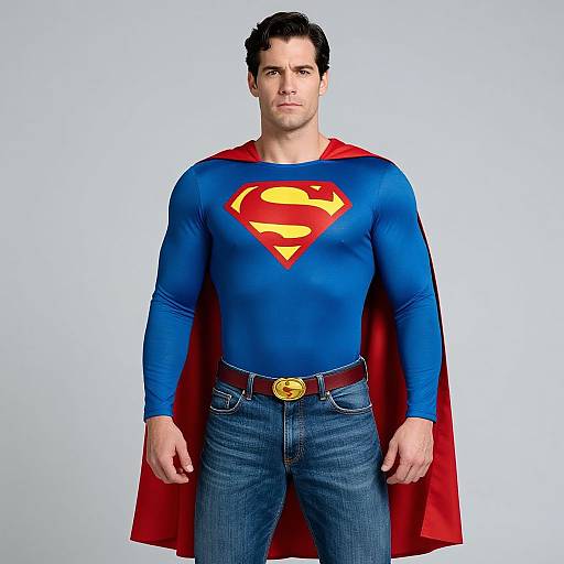 Man in Superman Costume with Jeans