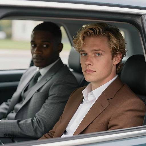 Diverse Men Driving in a Car