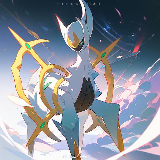 Illustration of Arceus, pokemon in the style of Ask (askzy)
