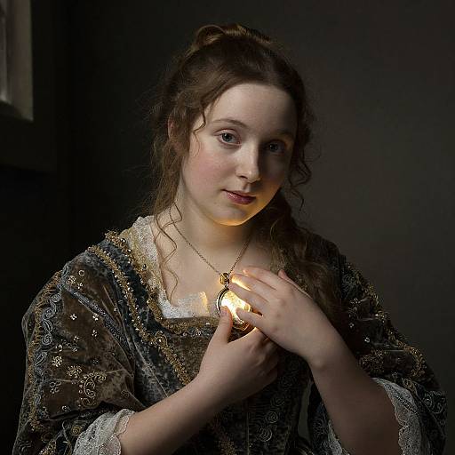 Elegant Young Woman in Dutch Masterstyle