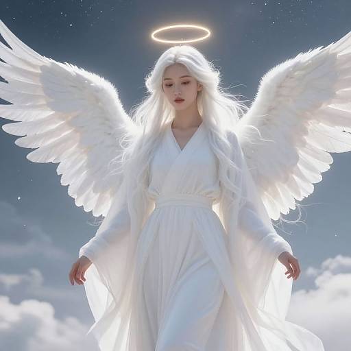 Serene Female Angel with Radiant Halo