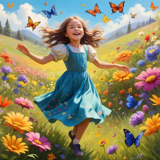 Joyful Girl Dancing in a Meadow Joyful Girl Dancing in a Meadow