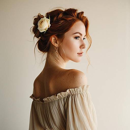 Elegant Bohemian Woman in Chiffon Dress