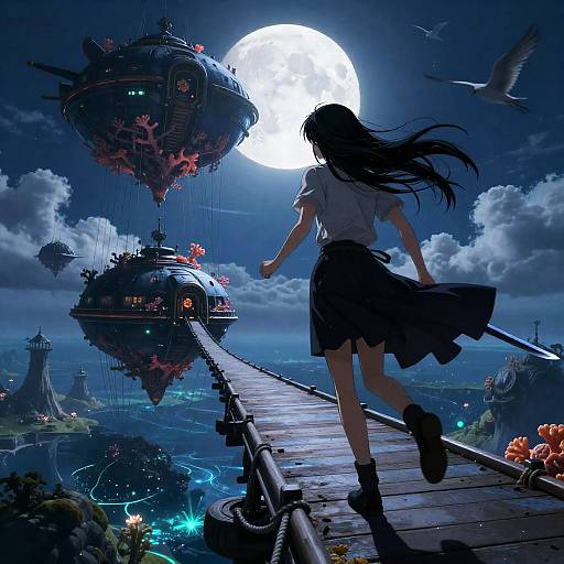 Celestial Blade Courier in Moonlit Fantasy