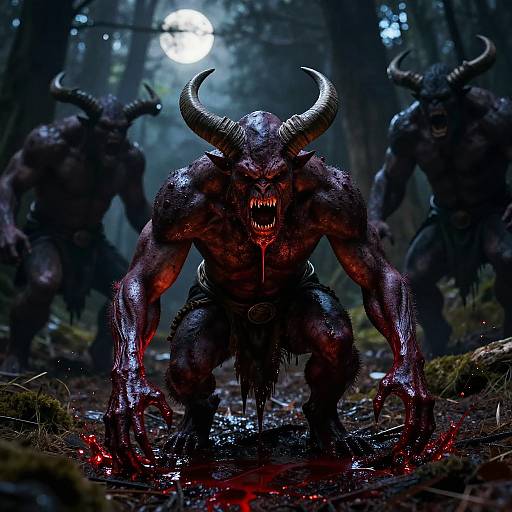 Cinematic Gnoll Battle in Moonlit Forest