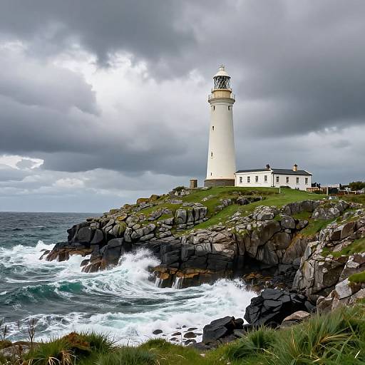 Lindisfarne Lighthouse on Rocky Cliffs