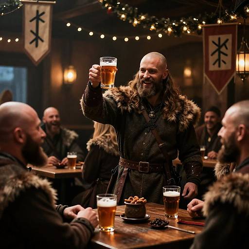 Viking Toasting in Festive Pub