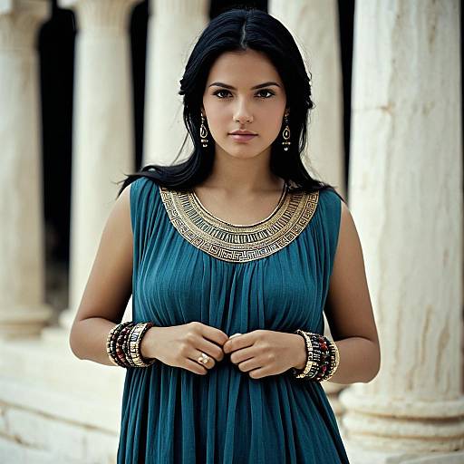 Woman in Greek Tunic with Jewelry