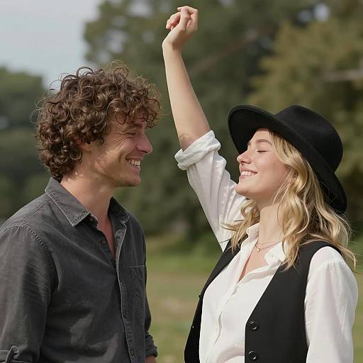 Joyful Outdoor Encounter Between Friends