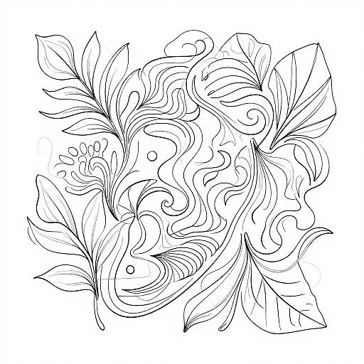 Elegant Nature-Inspired Line Art