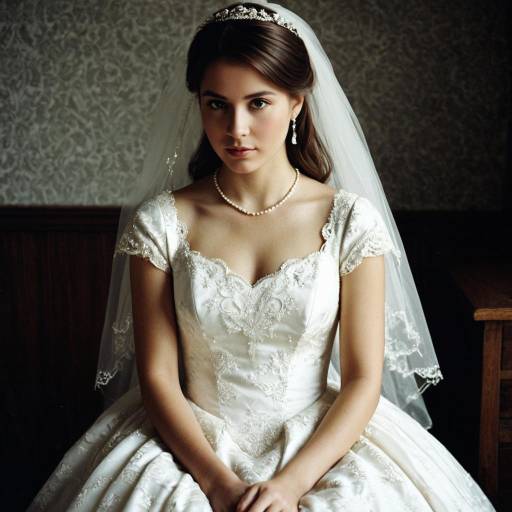Bride in Antique White Wedding Dress