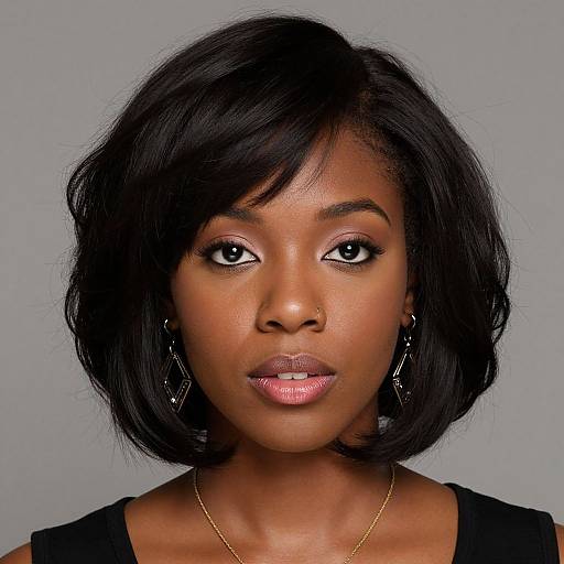Realistic African American Layered Bob Portrait