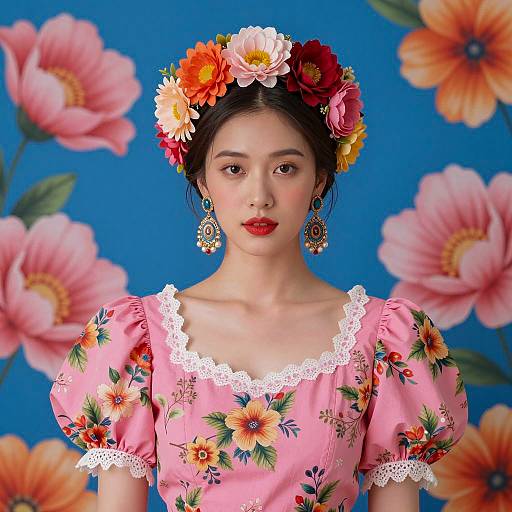 Vibrant Floral Fashion Portrait of a Woman