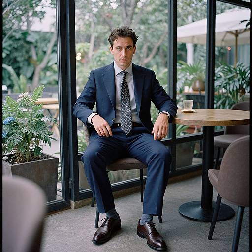 Confident Man in Midnight Blue Suit