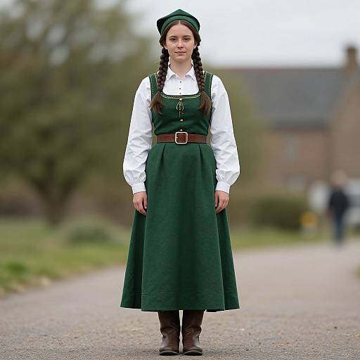 Traditional Irish Girl in Green Dress
