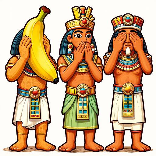 Aztec Banana Carvings - Three Wise Monkeys