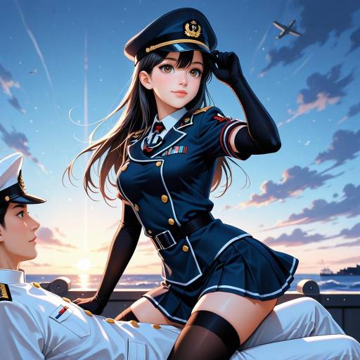 Enthusiastic Admiral in Moonlit Uniform