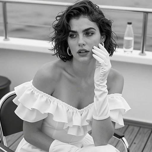 Elegant Woman in Black and White Photo