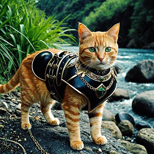 Armored Orange Tabby with Green Eyes
