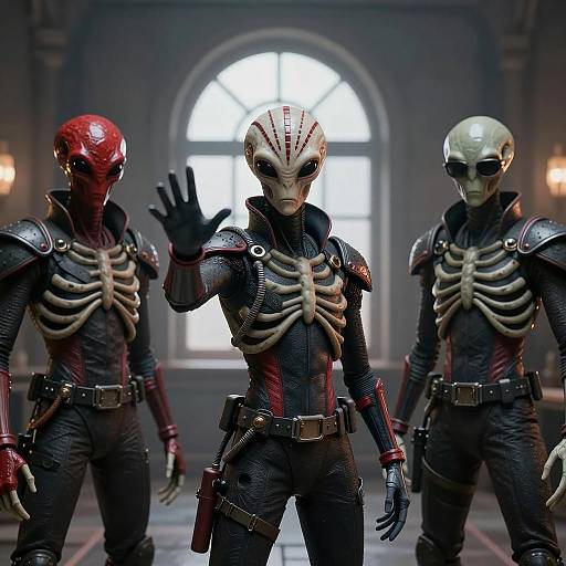 Mysterious Alien Figures in Dark Suits