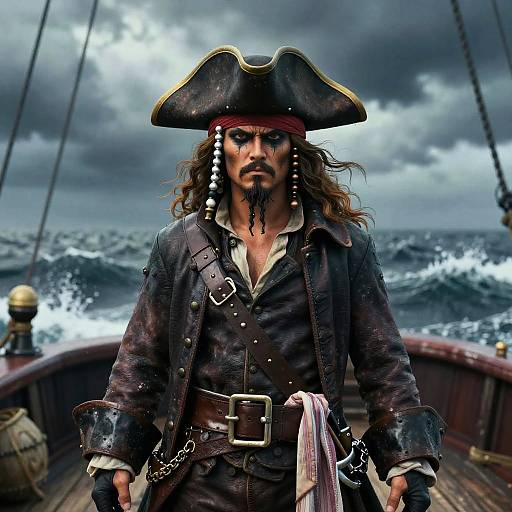 3D Anime Pirate Captain in Storm