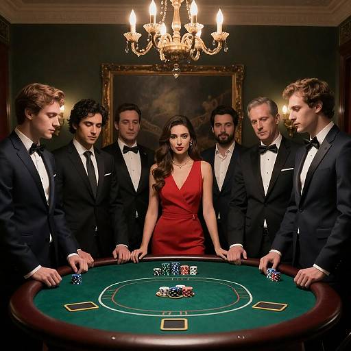 Elegant Poker Night in Dimly Lit Room