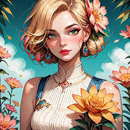 Elegant Black Outfit with Golden Flower