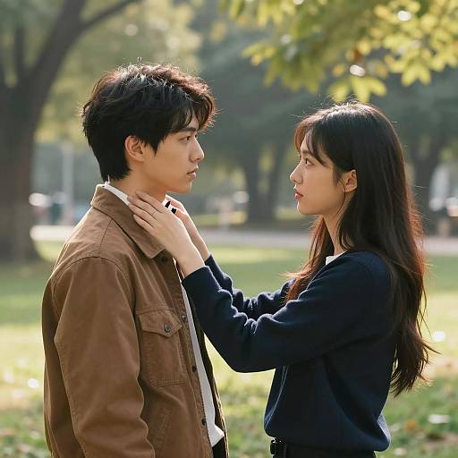 Couple Intense Moment in Park