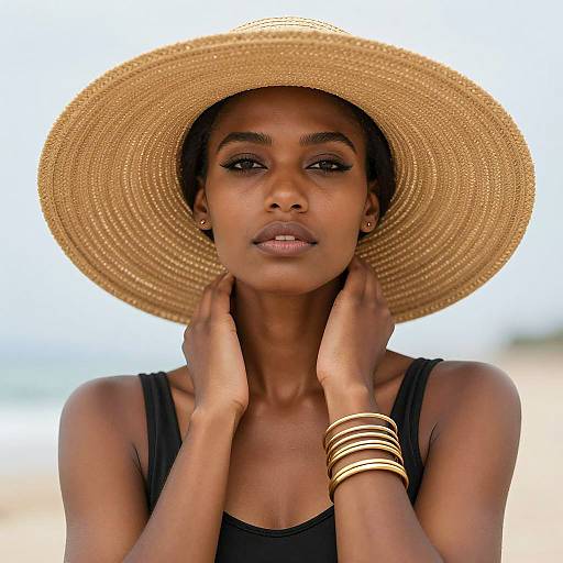Elegant Woman in Sunhat Portrait