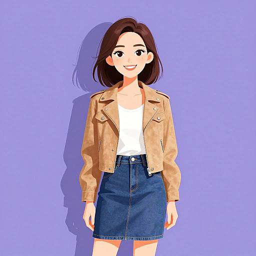 Smiling Woman in Casual Stylish Outfit