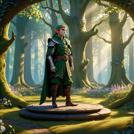 Noble Elf in Enchanted Forest Glade Noble Elf in Enchanted Forest Glade