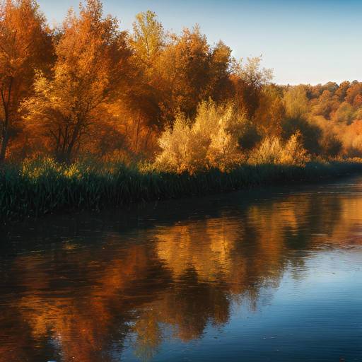 Impressionist Autumn Riverbank