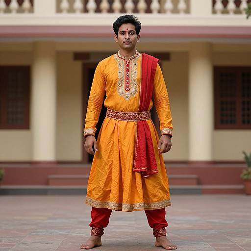 Man in Odissi Costume Outdoors