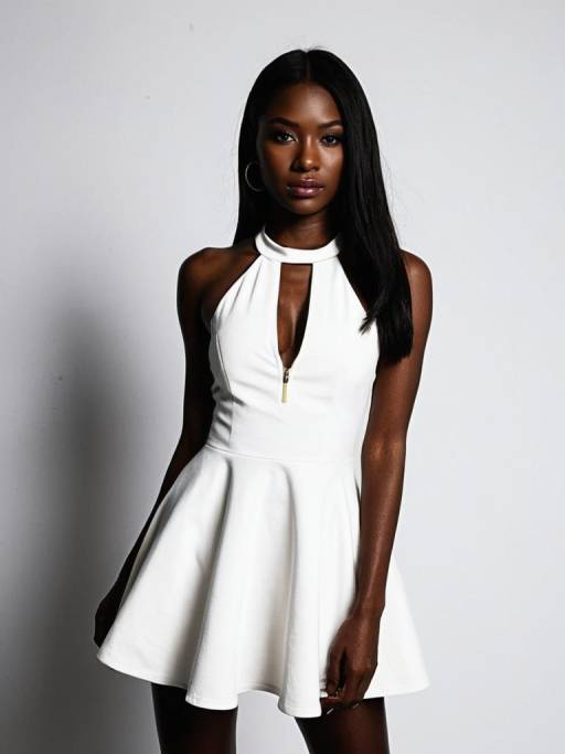 Modern Minimalist Black Halter Dress