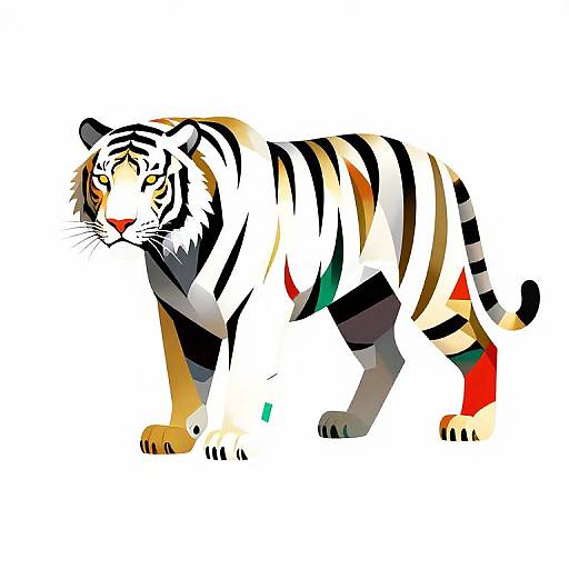 Cyberpunk Geometric Hologram Tiger