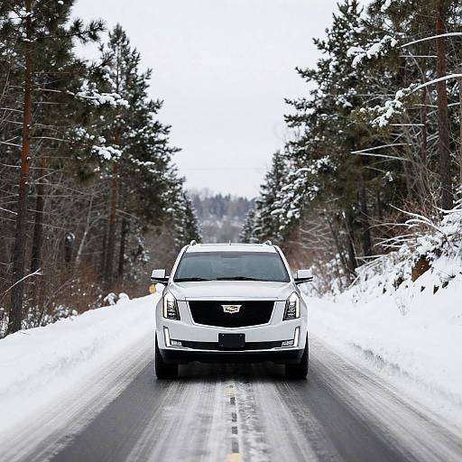 Escalade ESV on Snowy Pine Road