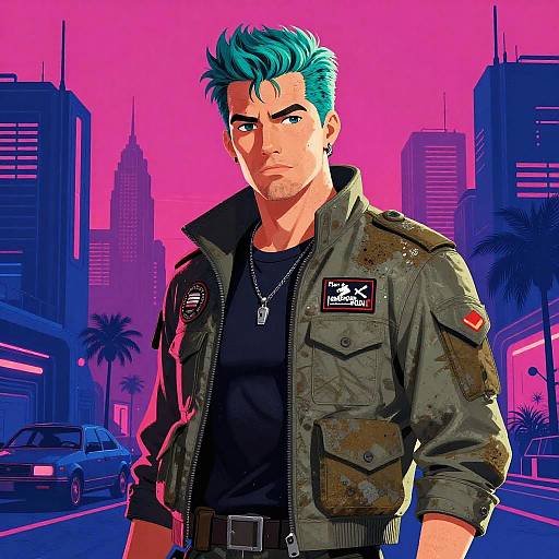 Retro-Futuristic Cyberpunk Male Portrait