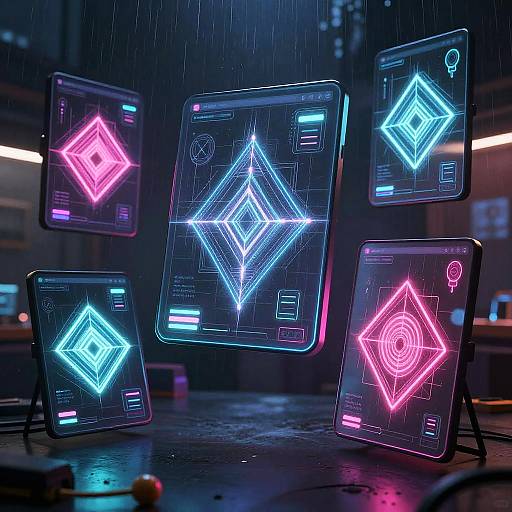 Cyberpunk Digital Art Studio Scene