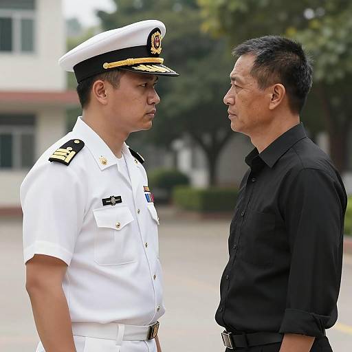 Naval Officer and Companion Outdoors Photo