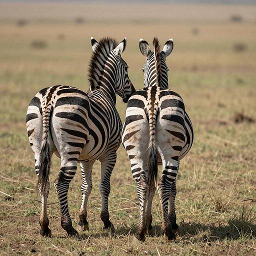 Symmetrical Zebras in Sunlit Savanna