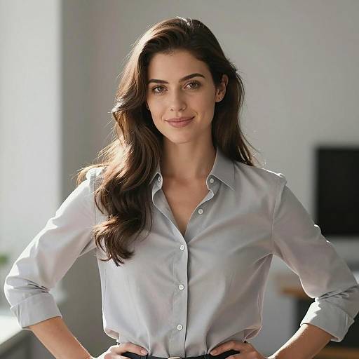 Confident Woman in Business Casual Shirt