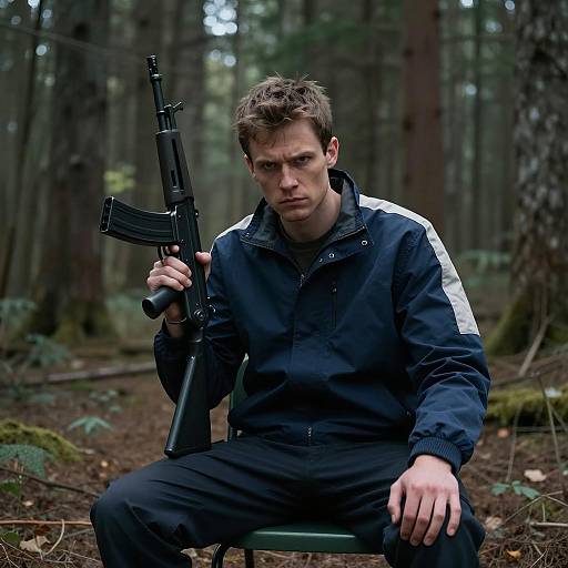 Intense Shooter in a Dense Forest