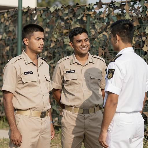 Three Soldiers in Camouflage Outdoors