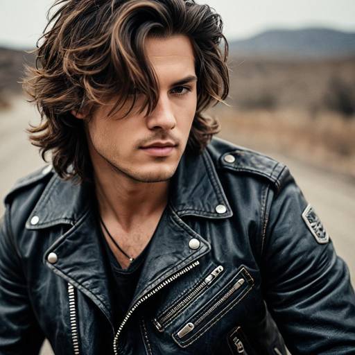 Portrait of Man in Leather Biker Jacket
