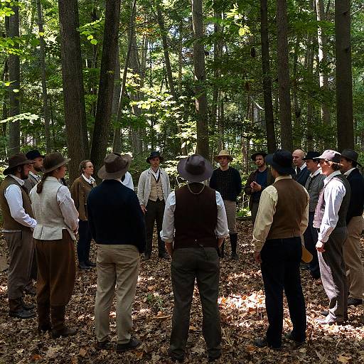 19th-Century Forest Gathering Photograph